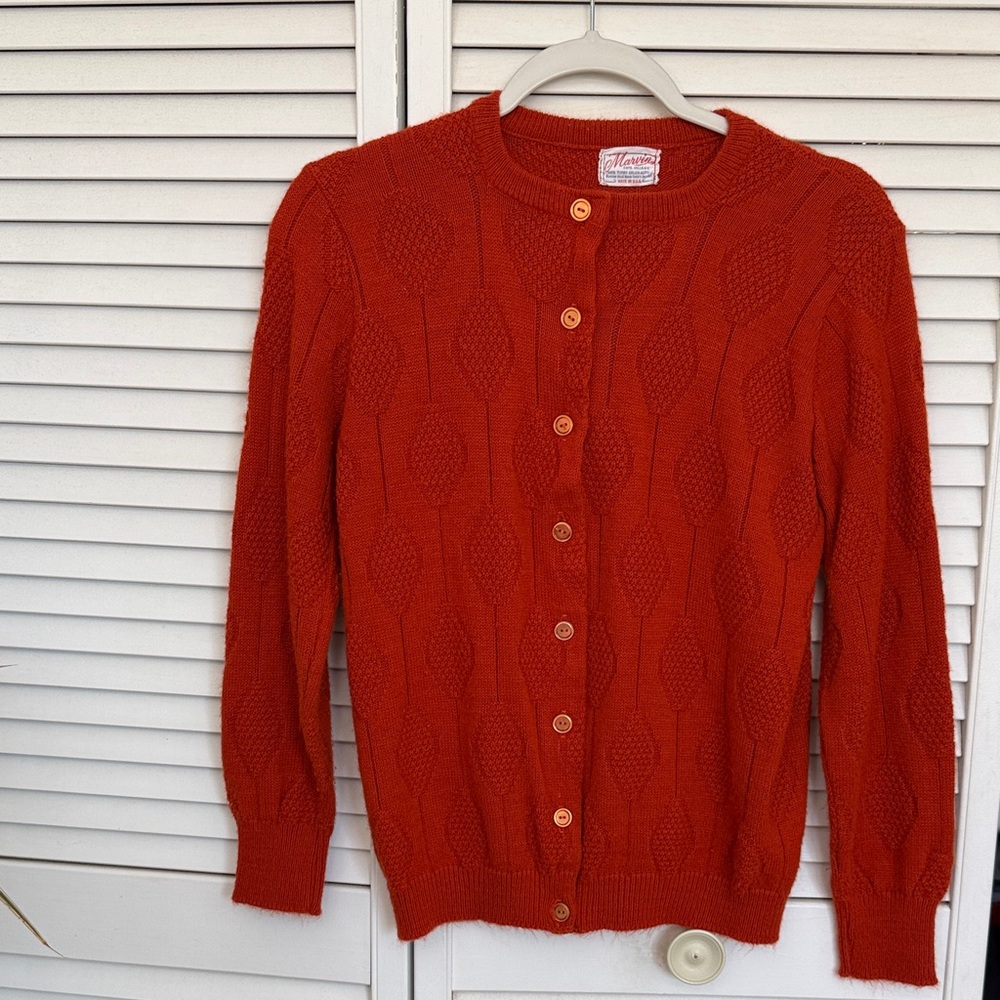 Vintage orange button-up sweater